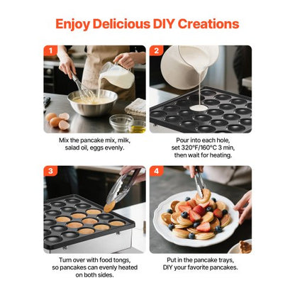 25PCS Mini-Pfannkuchenmaschine, kommerzieller elektrischer niederländischer Bäcker, Poffertjes-Grill | EU