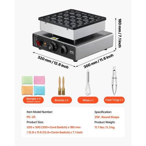 25PCS Mini-Pfannkuchenmaschine, kommerzieller elektrischer niederländischer Bäcker, Poffertjes-Grill | EU