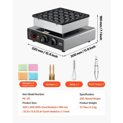 25PCS Mini-Pfannkuchenmaschine, kommerzieller elektrischer niederländischer Bäcker, Poffertjes-Grill | EU
