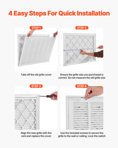 Return Air Filter Grille, Fits W30 x H20in Duct Opening Size, Filter Included, Return Air Vent Cover for Wall, Powder-Coated Steel Return Air Grill Detachable Face/Door for 1 inch Filters