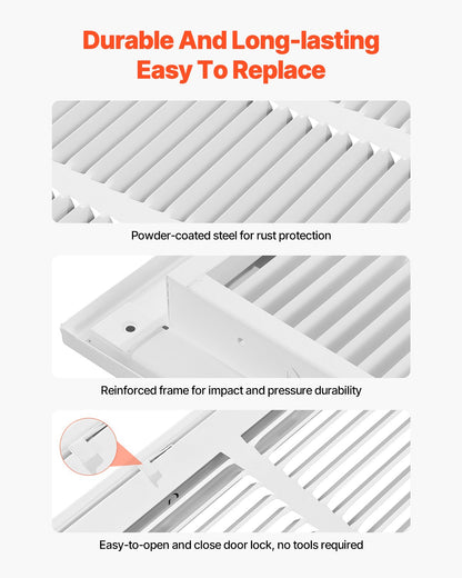 Return Air Filter Grille, Fits W20 x H25 Inch Duct Opening, Filter Not Included, Return Air Vent Cover for Wall, Powder-Coated Steel Return Air Grill Detachable Face/Door for 1 inch Filters