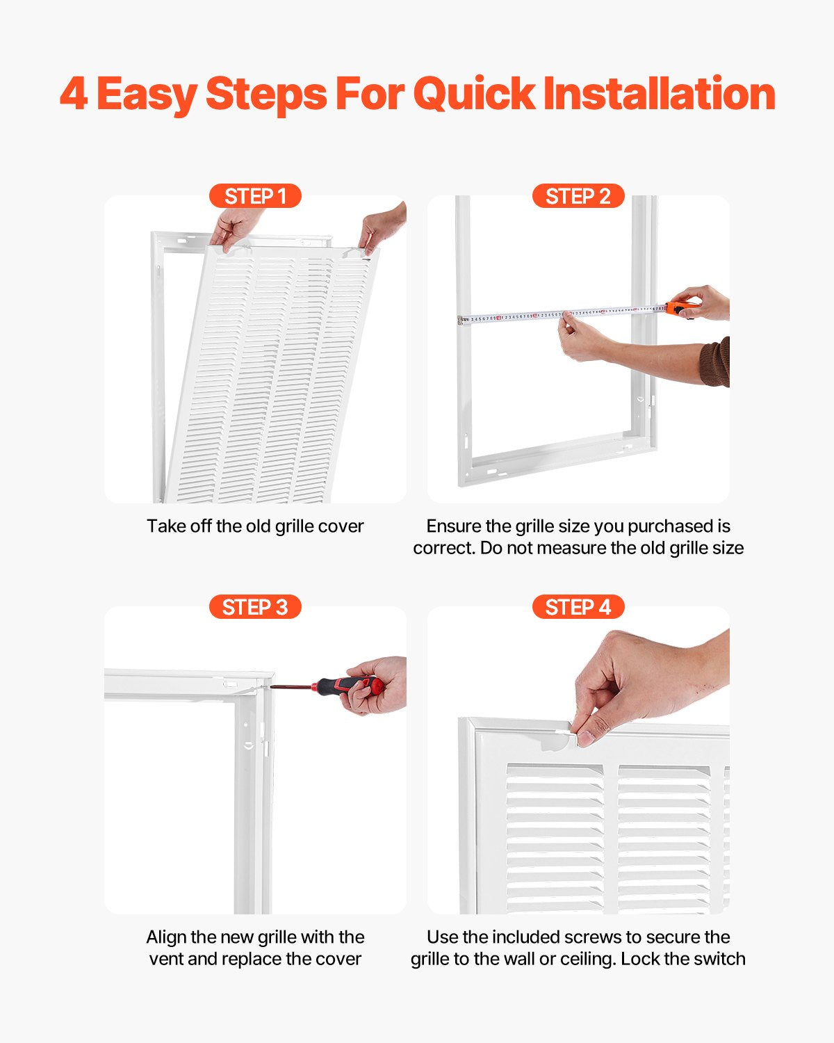 Return Air Filter Grille, Fits W20 x H25 Inch Duct Opening, Filter Not Included, Return Air Vent Cover for Wall, Powder-Coated Steel Return Air Grill Detachable Face/Door for 1 inch Filters