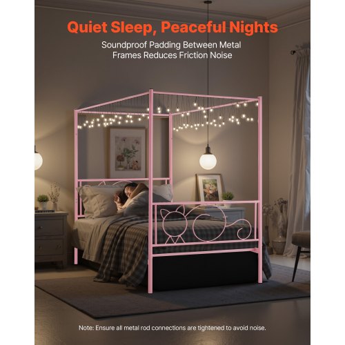 Doppelbett mit Metallhimmelrahmen, Kopfteil und Himmelbett | EU