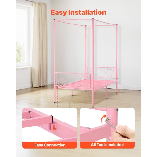 Doppelbett mit Metallhimmelrahmen, Kopfteil und Himmelbett | EU