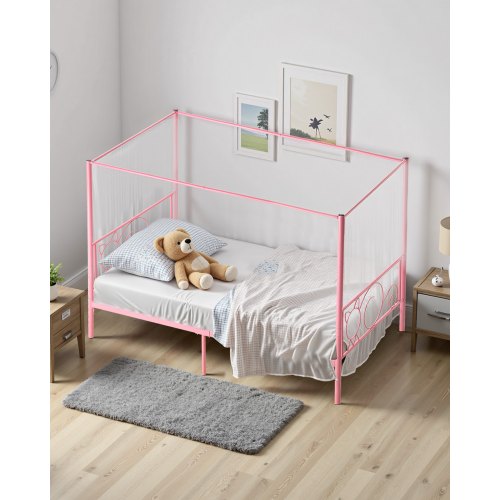 Doppelbett mit Metallhimmelrahmen, Kopfteil und Himmelbett | EU