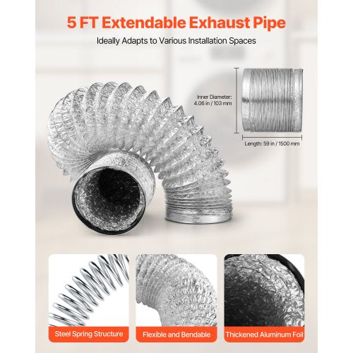 3-in-1-Entlüftungsset für Trockner im Innenbereich mit elektrischem Trocknereimer und 150 cm Schlauch