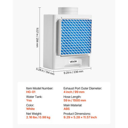 3-in-1-Entlüftungsset für Indoor-Wäschetrockner mit Wasserkasten passend für 99 mm Abluftrohr