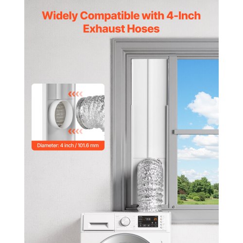 Belüftungs-Fenster-Set für Wäschetrockner, passend für 101,6 mm Schlauch, verstellbar für Schiebefenster