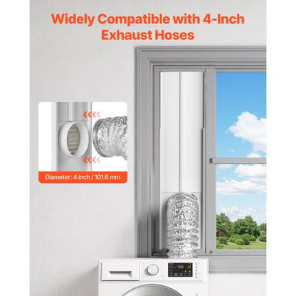 Belüftungs-Fenster-Set für Wäschetrockner, passend für 101,6 mm Schlauch, verstellbar für Schiebefenster