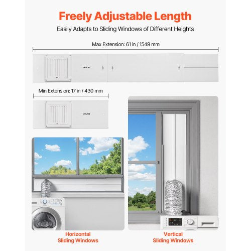 Belüftungs-Fenster-Set für Wäschetrockner, passend für 101,6 mm Schlauch, verstellbar für Schiebefenster