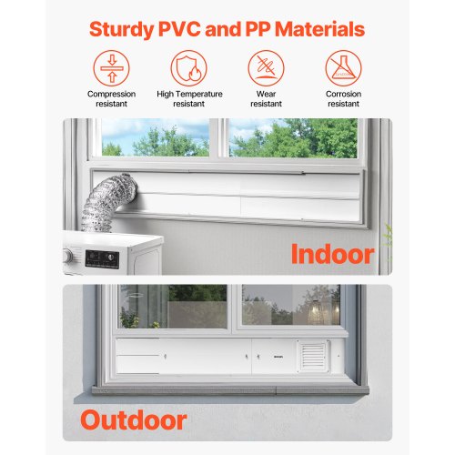 Belüftungs-Fenster-Set für Wäschetrockner, passend für 101,6 mm Schlauch, verstellbar für Schiebefenster