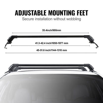 Universelle Dachträger-Querstange für Fahrzeuge mit nacktem Dach aus Aluminium mit Schloss