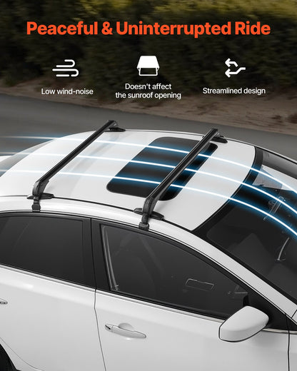 Roof Rack Cross Bars, Universal Fit for Naked Roofs Without Raised Rails/Flush Rail/Black Moldings, 165 LBS Capacity, Lockable Heavy Duty Aluminum Crossbar Racks Roof Rail Rooftop Luggage Canoe