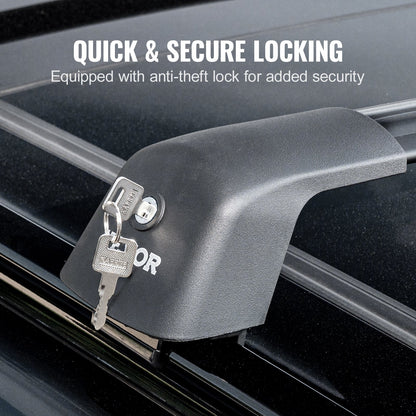 Universal Roof Rack Crossbar Max 47.6" Fits grooved side rails without gaps