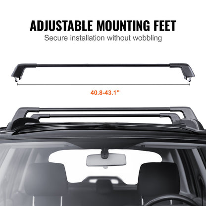Universal Roof Rack Crossbar Max 48.4" Fits grooved side rails without gaps