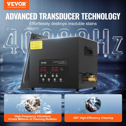 10L Ultrasonic Cleaning Machine with Basket Heater and Timer 240W