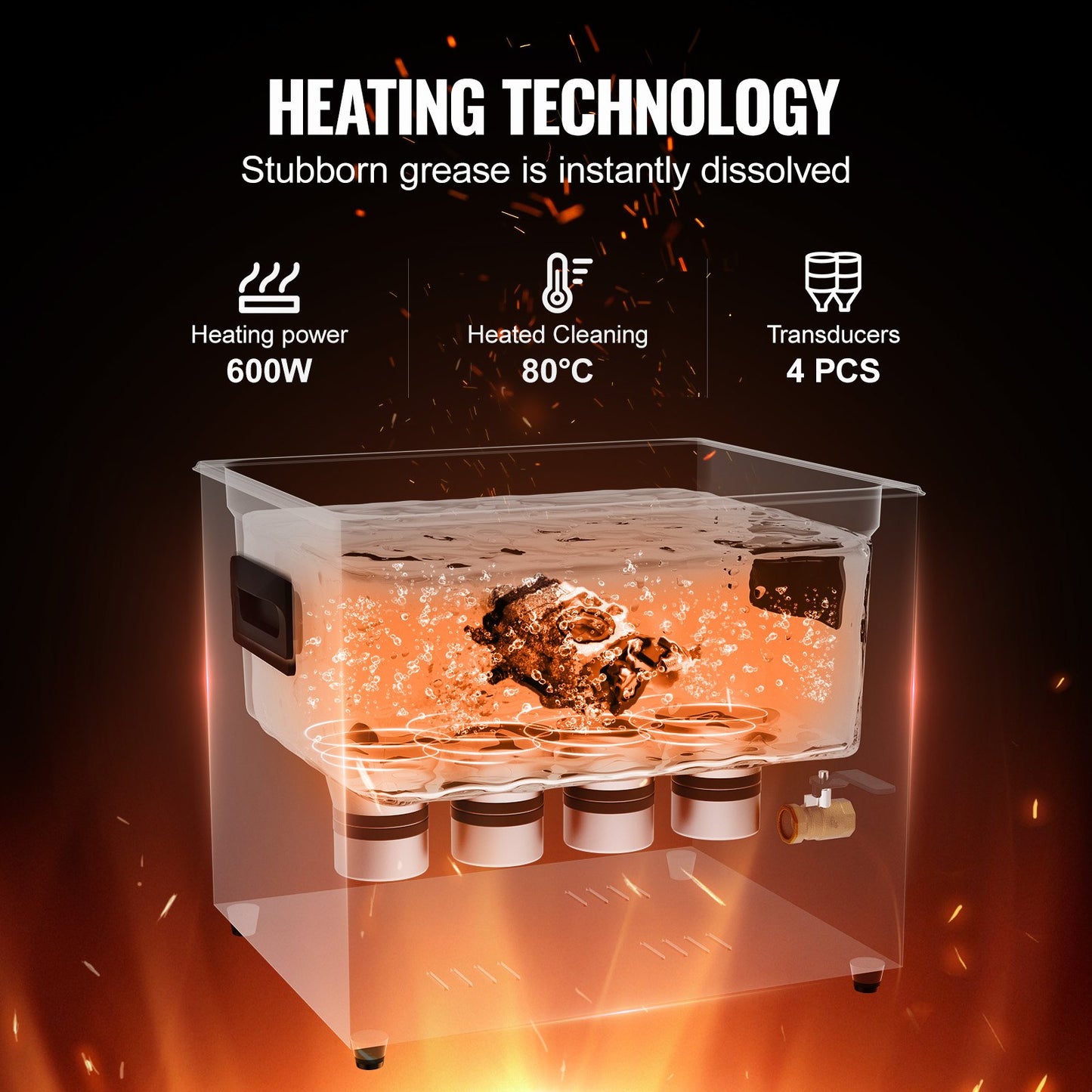 10L Ultrasonic Cleaning Machine with Basket Heater and Timer 240W