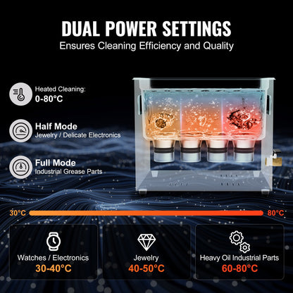 10L Ultrasonic Cleaning Machine with Basket Heater and Timer 240W