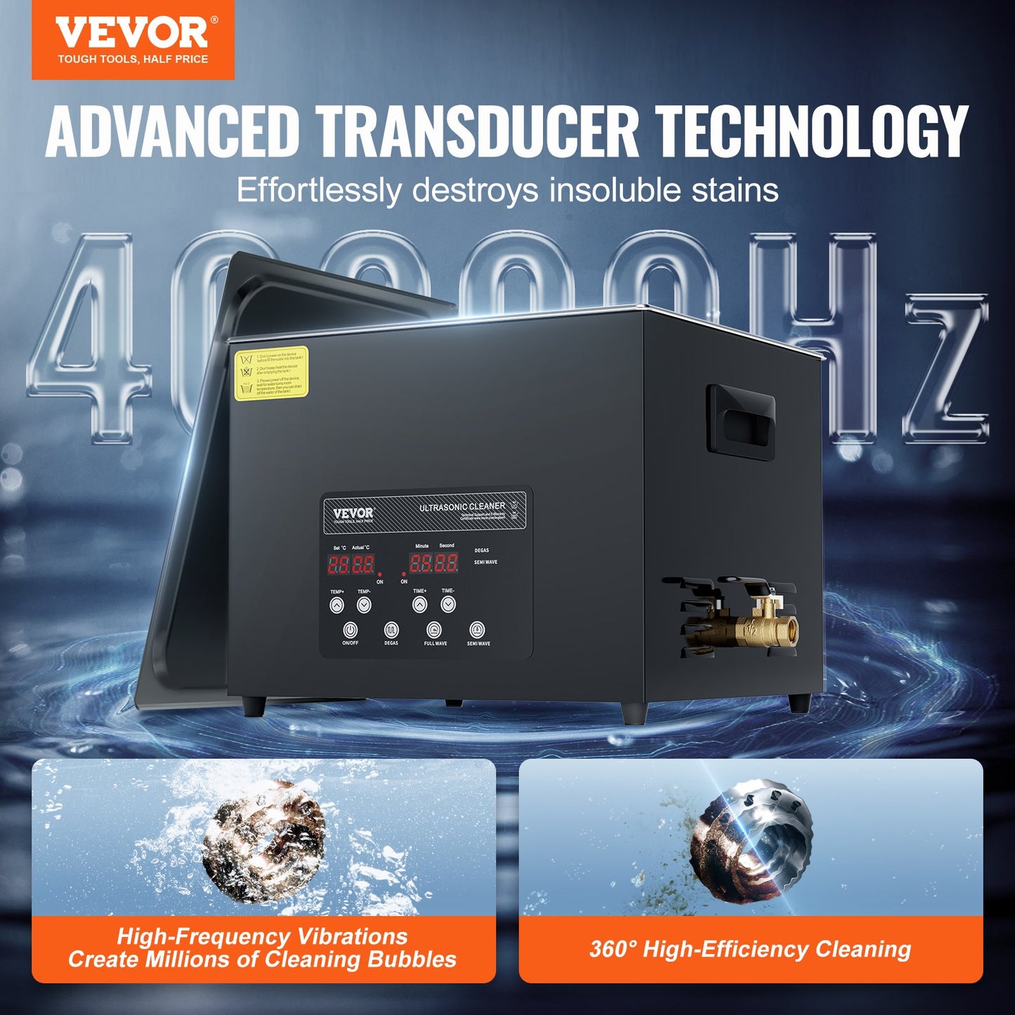 15L Ultrasonic Cleaning Machine with Basket Heater and Timer 360W