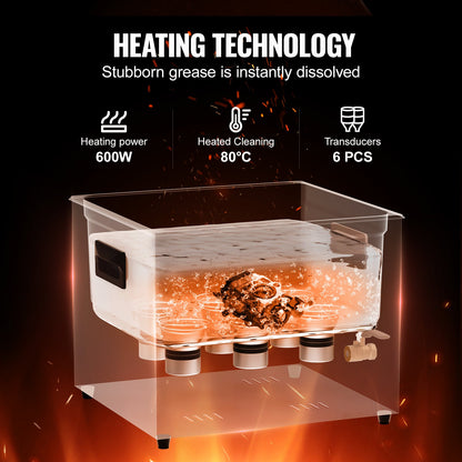 15L Ultrasonic Cleaning Machine with Basket Heater and Timer 360W