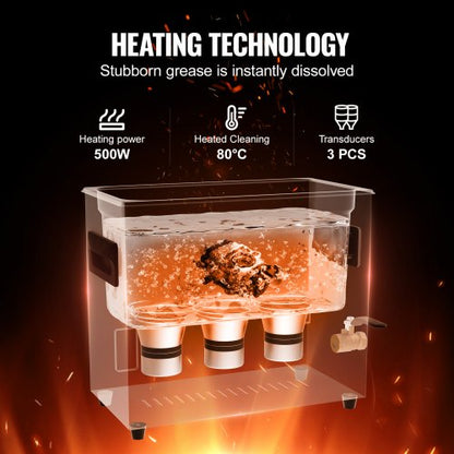 6L Ultra Sonic Cleaner Cleaning Machine with Basket Heater and Timer 180W | EU