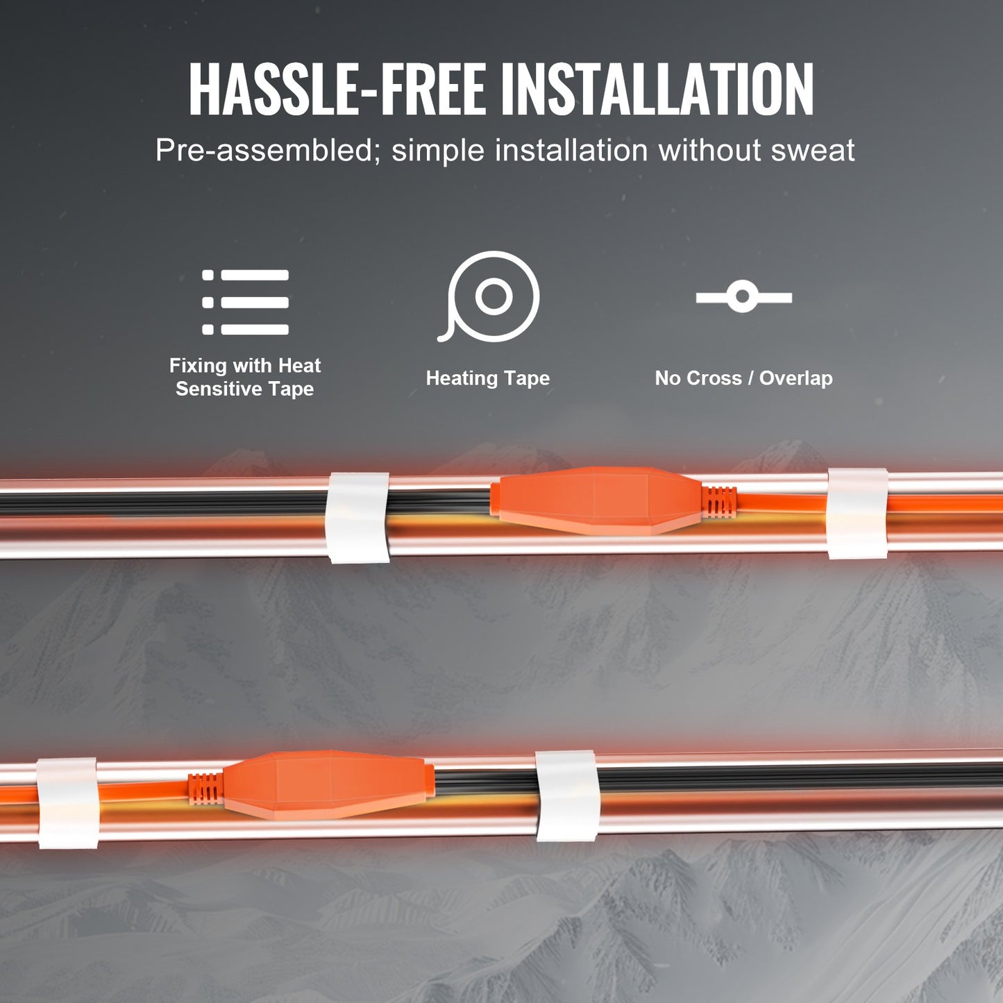 Pipe heating cable 25m 23W/m heating tape for pipes with built-in thermostat