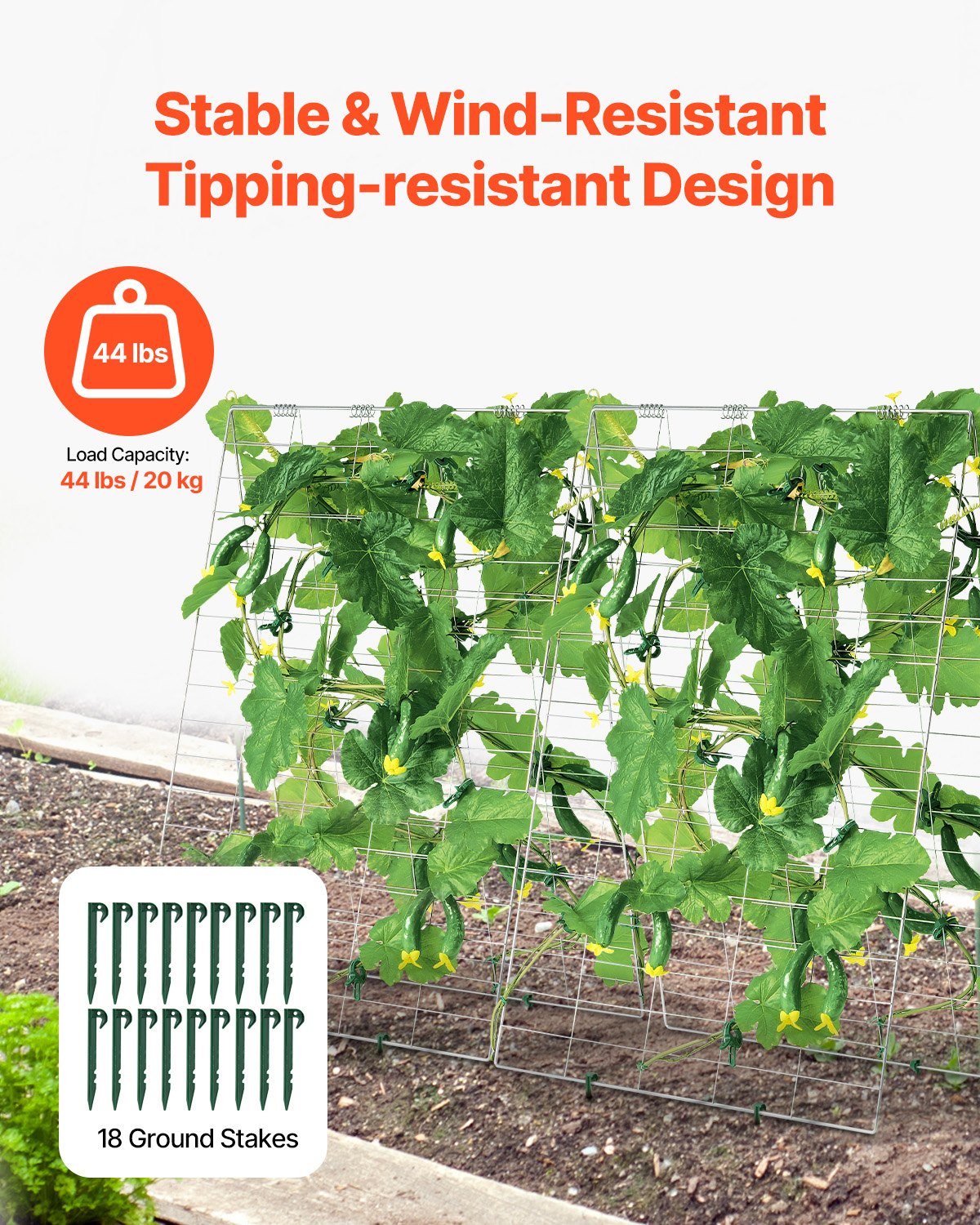 A-Rahmen-Gurkenspalier, 88,9 x 139,7 cm, zusammenklappbares Gartenspalier aus Metall