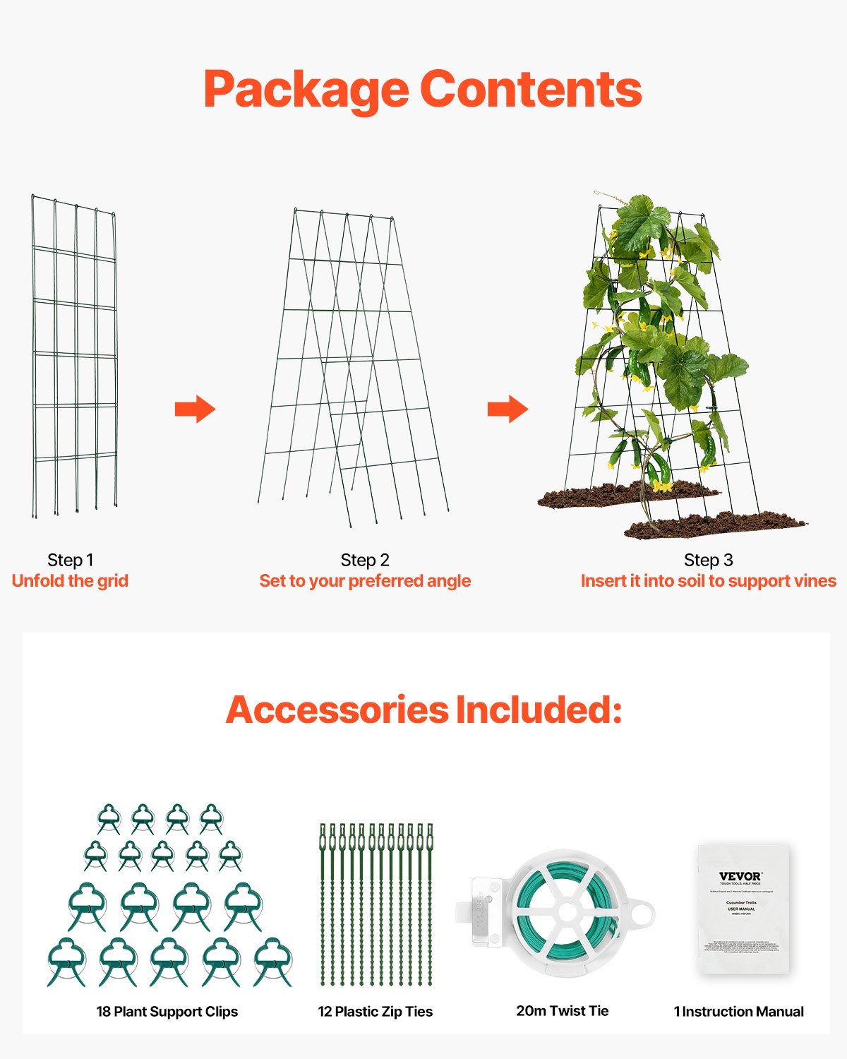 A-Frame gurka spaljé 39" x 32" hopfällbar trädgårdsspaljé i metall