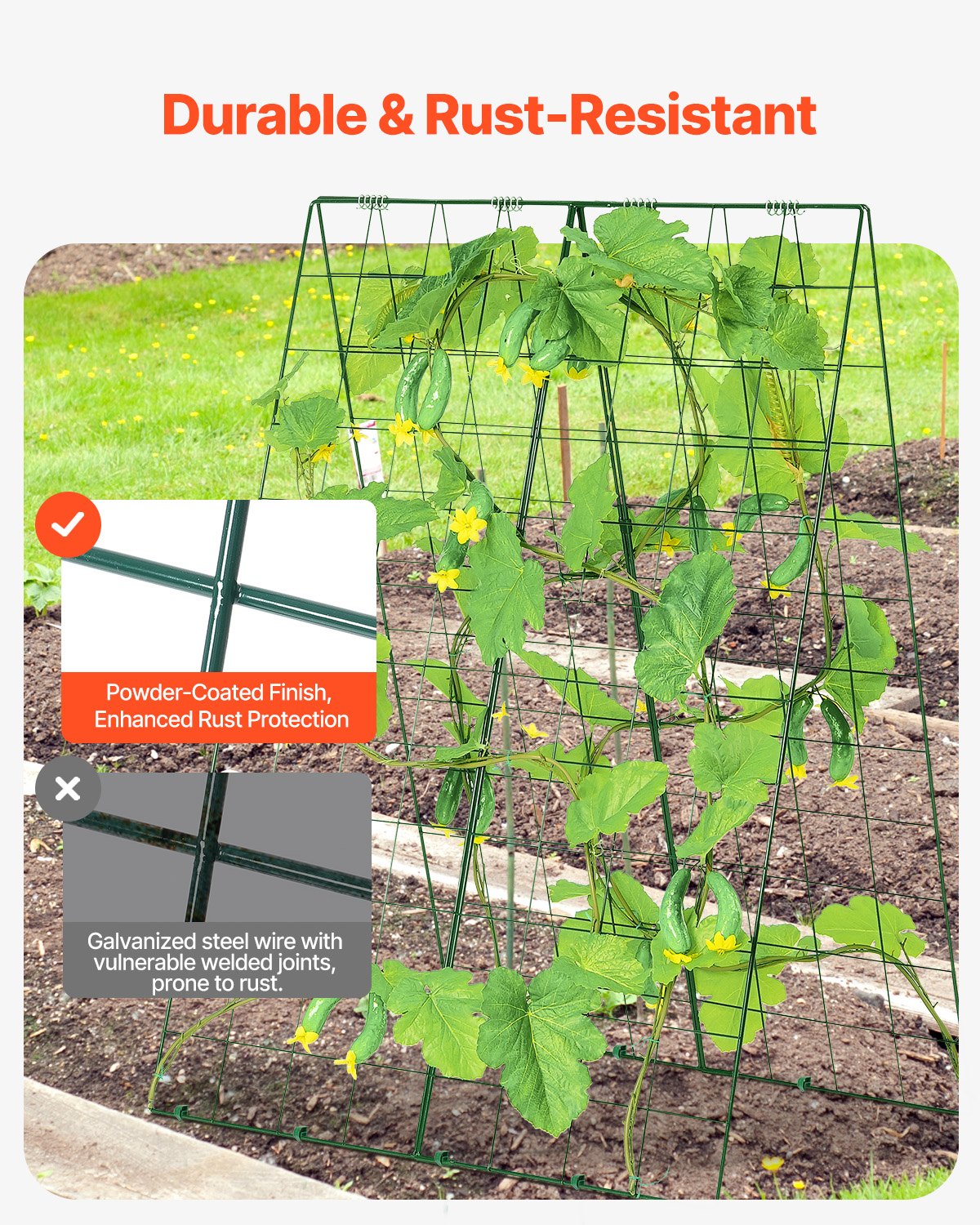 A-Frame gurka spaljé 46" x 32" hopfällbar trädgårdsspaljé i metall