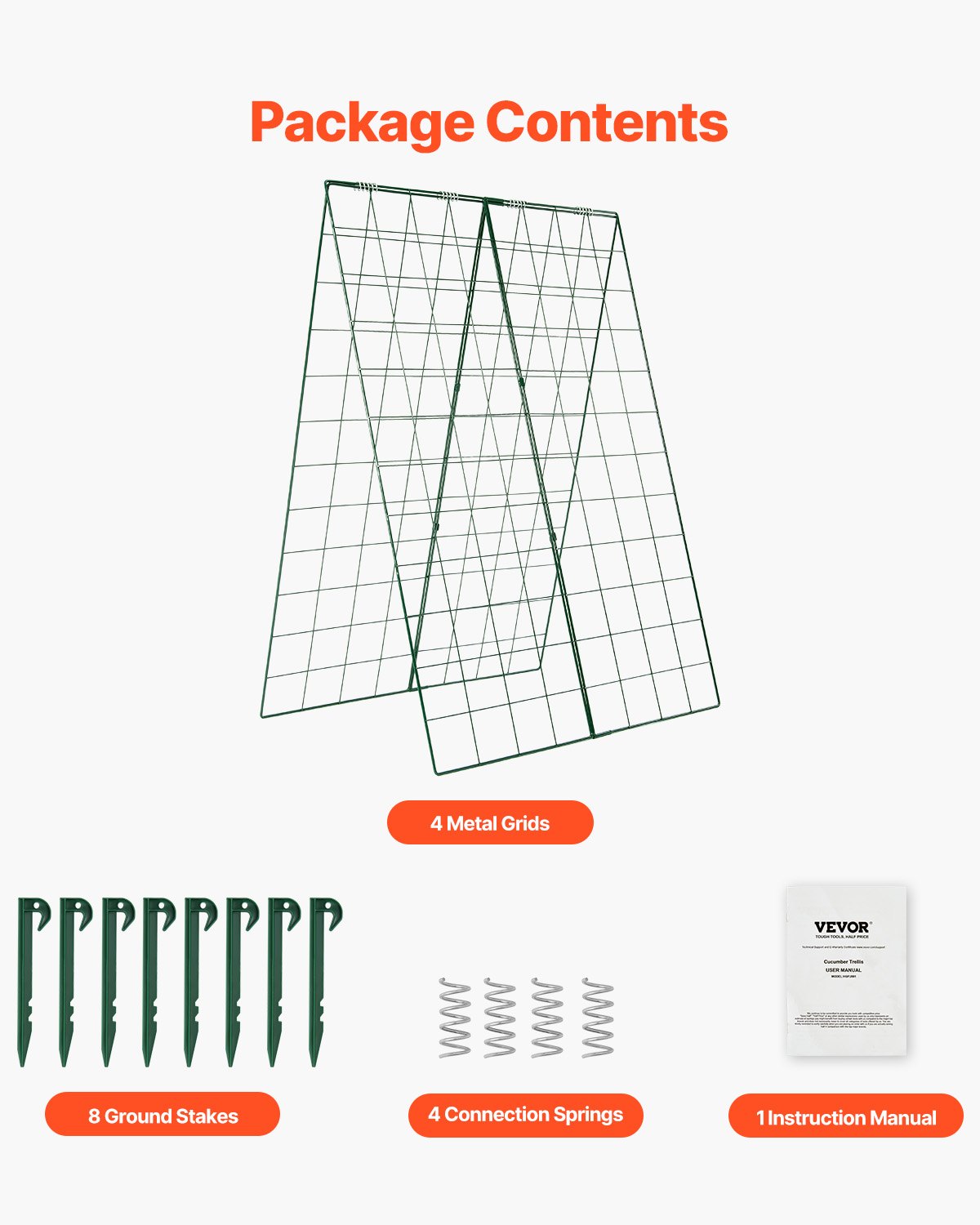 A-Frame gurka spaljé 46" x 32" hopfällbar trädgårdsspaljé i metall