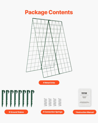 A-Frame gurka spaljé 46" x 32" hopfällbar trädgårdsspaljé i metall