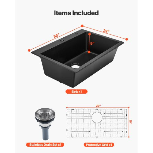 84 cm granite sink top mounted single bowl drop-in sink for RV bar