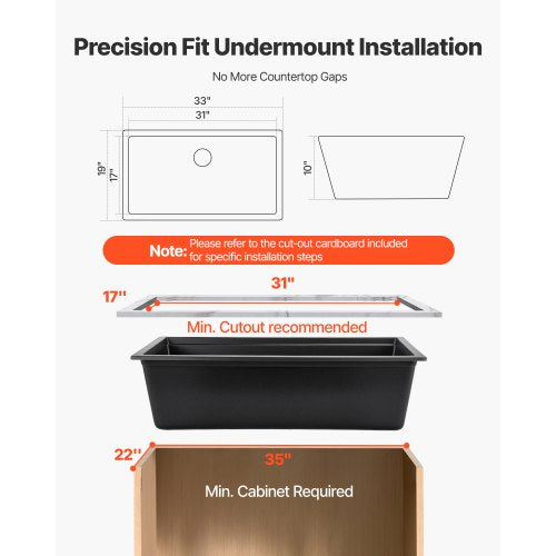 84 cm granite sink undermount single bowl for RV bar