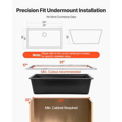 84 cm granite sink undermount single bowl for RV bar