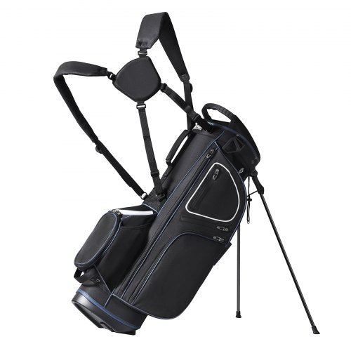 Golf Cart Bag with 14 Way Organizer Divider Top, 35” 11 Pockets Premium Cart Bag with Stand, Durable Golf Bags with Handles & Dust Cover & Detachable Dual Strap for Men & Women, Black White