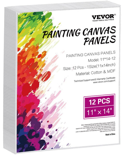 Canvas Boards for Painting 12-Pack 11 x 14 Inch Blank Canvases for Painting