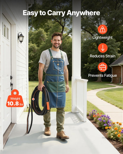 Garden Hose, 75 ft 5/8" Heavy Duty 4-Layer Rubber Water Hose, 150PSI Working & 600PSI Burst, Flexible & Non-kink Outdoor Waterhose with 3/4" Fitting, Lightweight Hoses for Gardening Cleaning