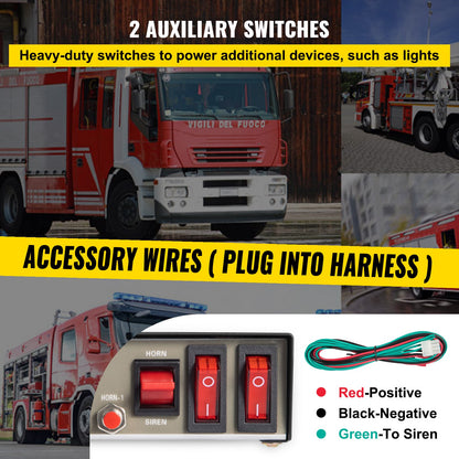 200W Car Warning Alarm Vehicle 7 Sounds Loud Warning Alarm Kit MIC System Emergency Fire Siren PA Speaker