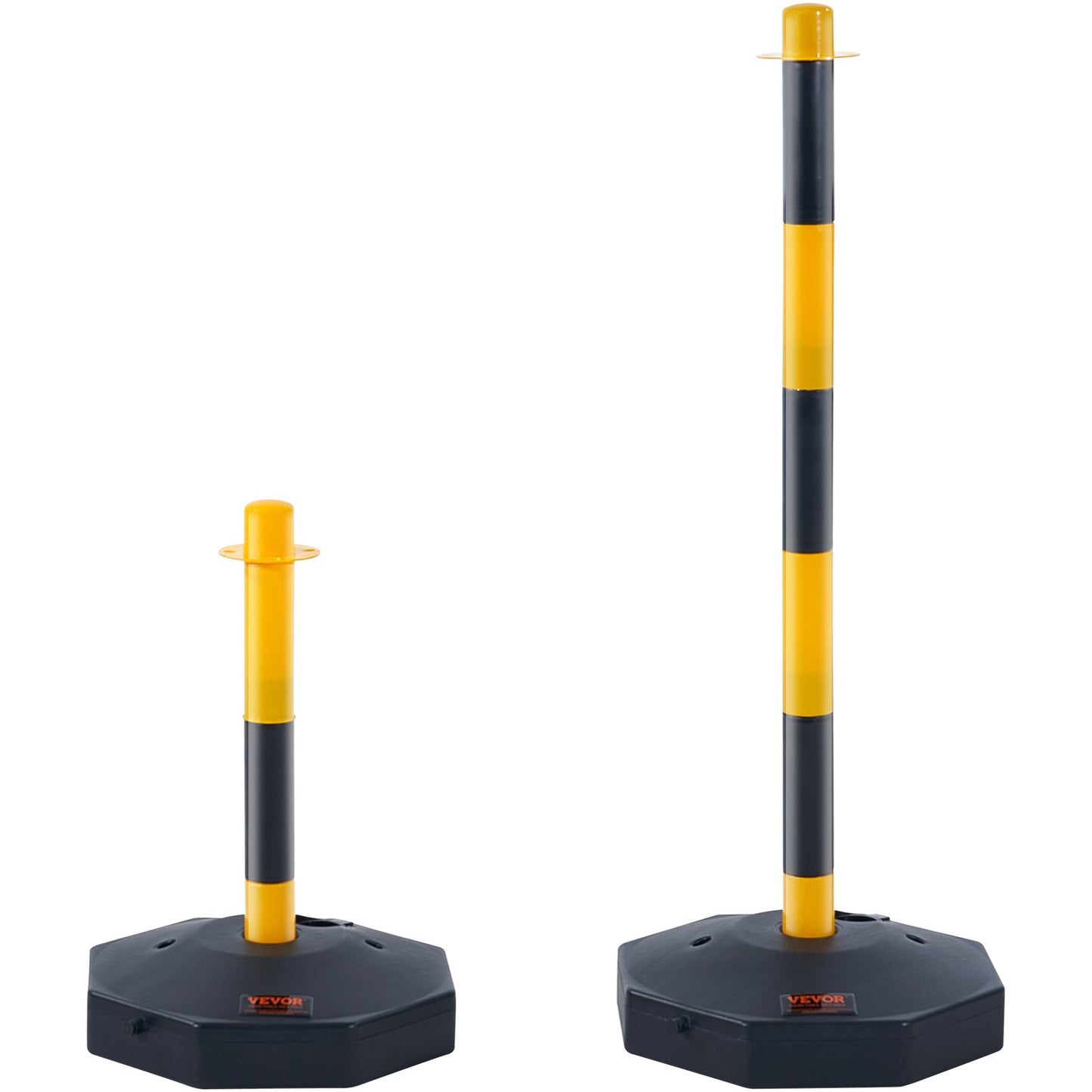 Adjustable Traffic Delineator Post Cones, 6-Pack, Traffic Safety Delineator Barrier with Fillable Base 8FT Chain, for Traffic Control Warning Parking Lot Construction Warning Roads, Yellow&amp;Black