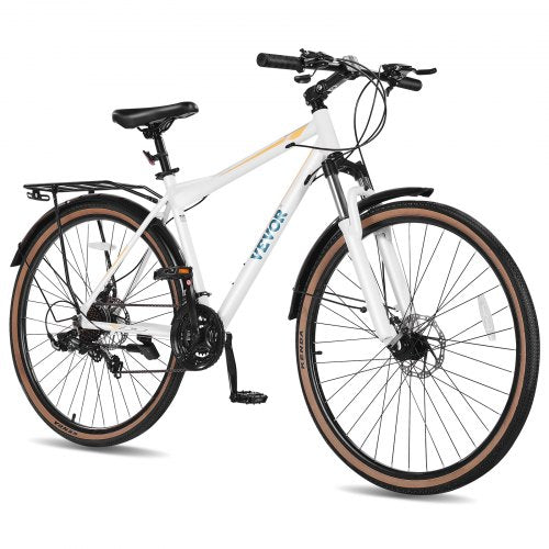 Hybrid Bike, Lightweight Aluminum Frame Bike, 700c Wheel Men Women Hybrid Bicycle, Step-Over Adult Urban City Commuter Bikes, with 24-Speed Shimano Drivetrain, Alloy Adjustable Stem, Dual Brakes