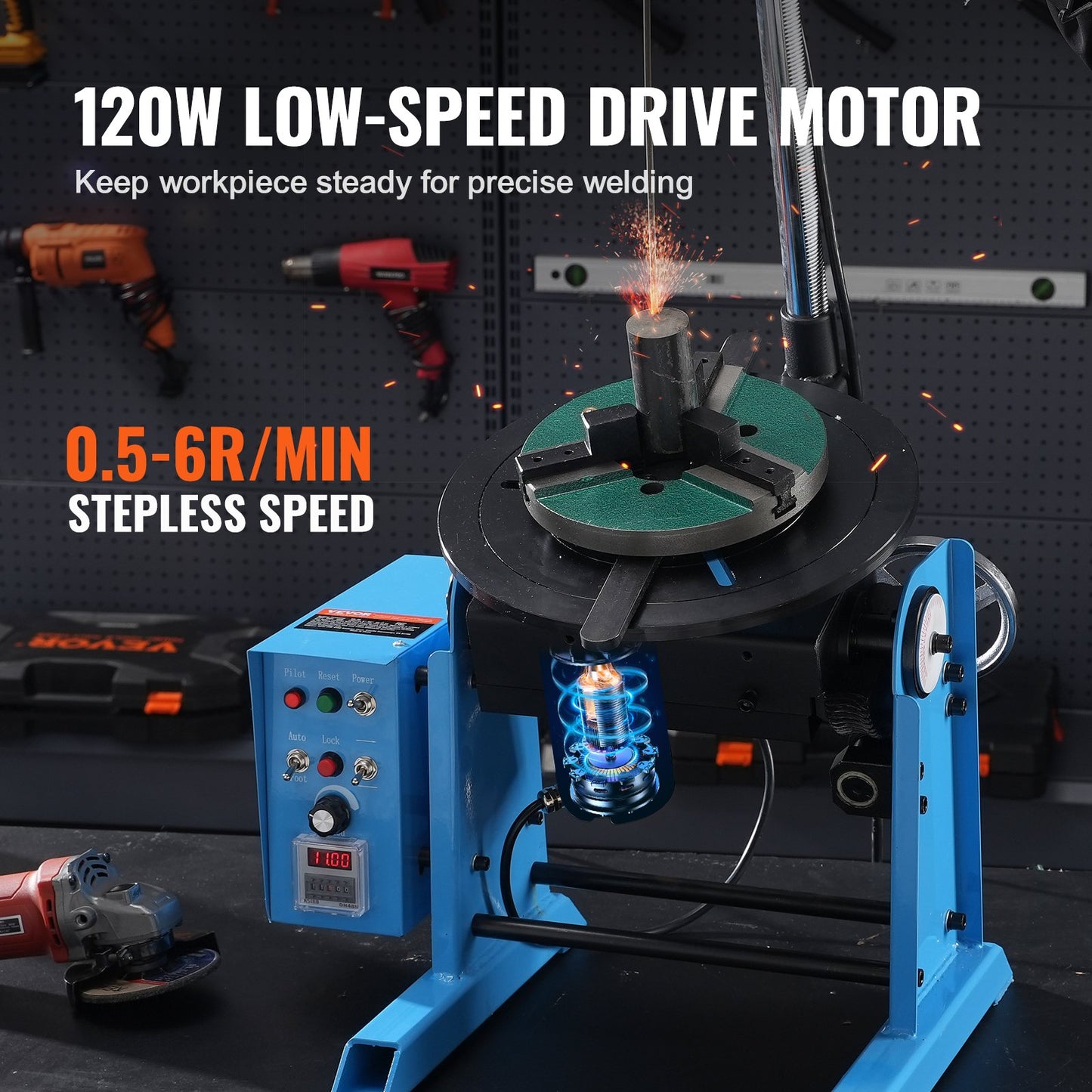 50KG Rotary Welding Positioner 0-90° Positioning Turntable 0.5-6RPM