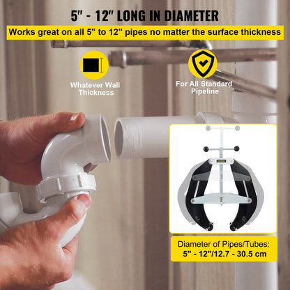 Ultra Clamp, 5 till 12 i diameter, höghållfast rörklämma med snabbverkande skruvar, stålrörsuppriktningsverktyg med lätt design, svart