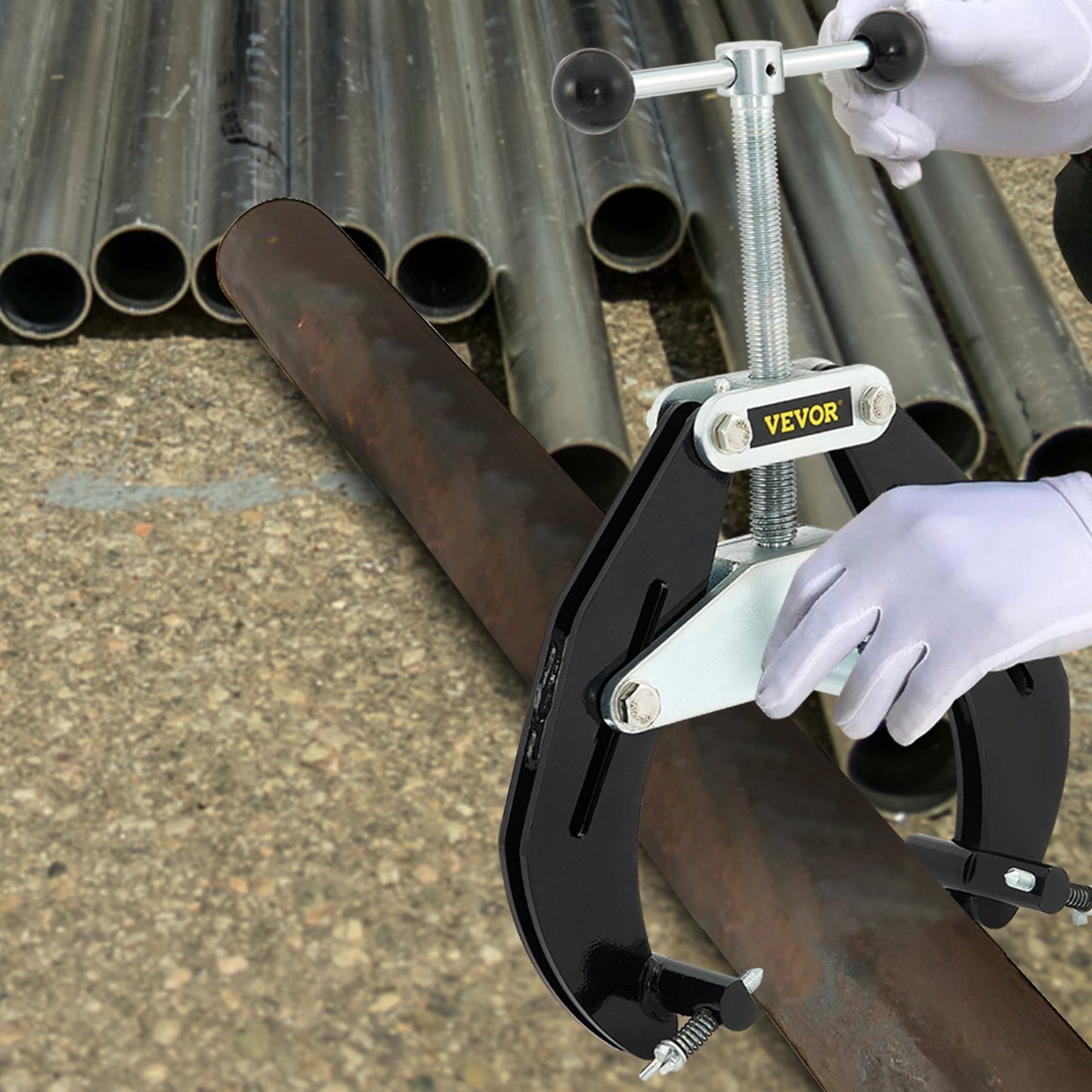 Pipe Clamp, 2 to 6 in, High Strength Ultra Clamp with Quick Acting Screws, Steel Pipe Alignment Tool with Lightweight Design, Black