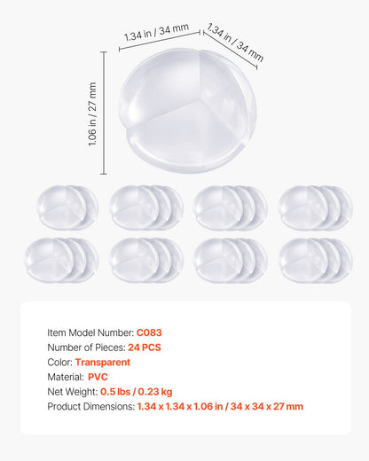 Corner Protectors Baby Proofing, 24 Pack, Clear & Transparent Table Corner Guards Covers for Baby Safety, 1.34-inch Depth, 0.28-inch Thickness, Strong Adhesive, Cushion for Furniture Sharp Edges