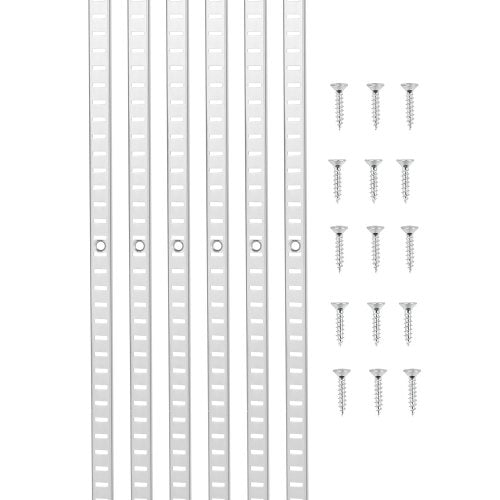 Shelf Pilaster, 72.7-inch 20 Pack, Adjustable Shelf Brackets Steel Mortise Mount Pilaster Strip Standards with 140 Screws, Suitable for Wall Shelving System Cabinet Closet Organization
