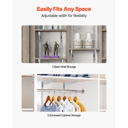 Hyllskena 94 cm, 10-pack justerbara väggmonterade hyllor i stål, pilaster |  EU