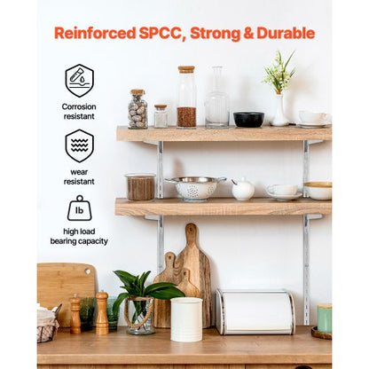 Hyllskena 94 cm, 10-pack justerbara väggmonterade hyllor i stål, pilaster |  EU