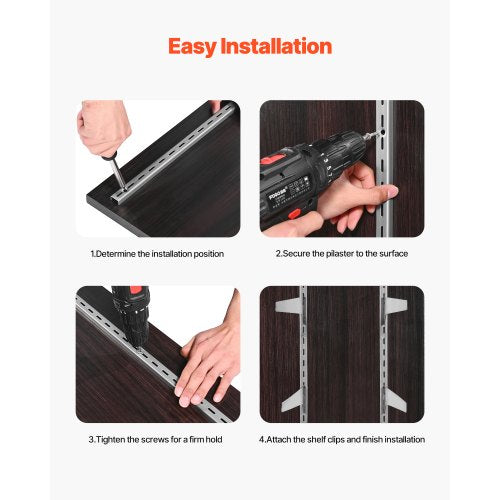 Hyllskena 94 cm, 10-pack justerbara väggmonterade hyllor i stål, pilaster |  EU