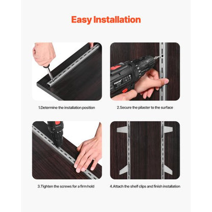 Hyllskena 94 cm, 10-pack justerbara väggmonterade hyllor i stål, pilaster |  EU