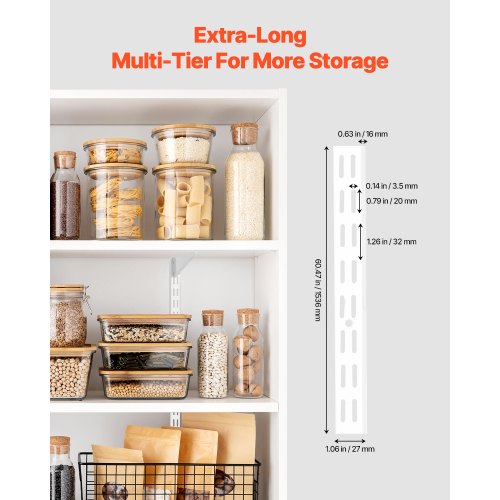 hyllskena 60 tum 5-pack justerbar stålväggmonterad hylla pilaster